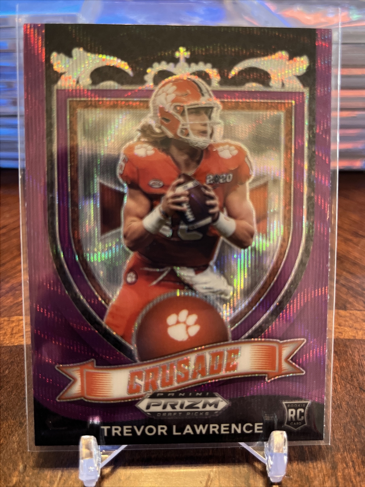 2021 Panini Draft Picks TREVOR LAWRENCE Rookie Purple Wave Prizm Crusade RC 🔥