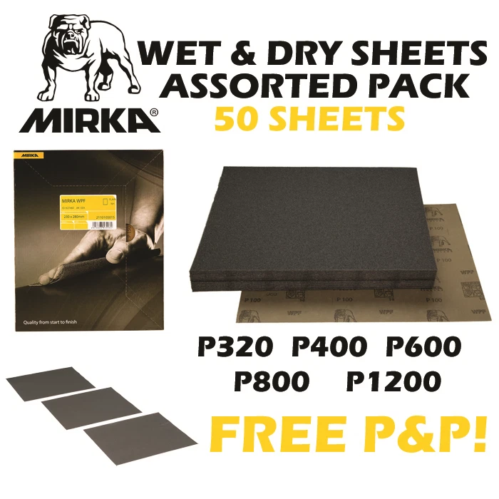 MIRKA WET AND DRY SAND PAPER ASSORTED PACK - SANDING SHEETS - MIXED SANDPAPER