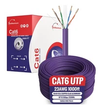 CAT6 1000ft Purple UTP Solid Ethernet Cable 23AWG RJ45 LAN Network Bulk Wire