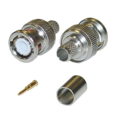 100 pcs of BNC Connector, BNC-135 Male Plug, 75 Ohm, Crimped.