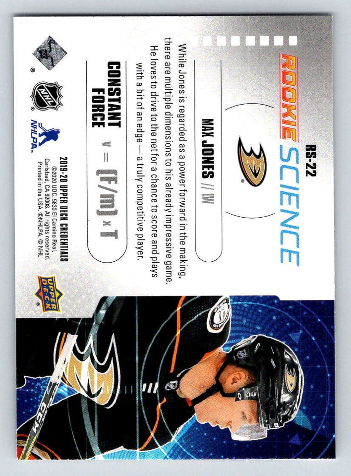 2019-20 Upper Deck Credentials Rookie Science #RS22 Max Jones (ref 180332) - Image 2 of 2