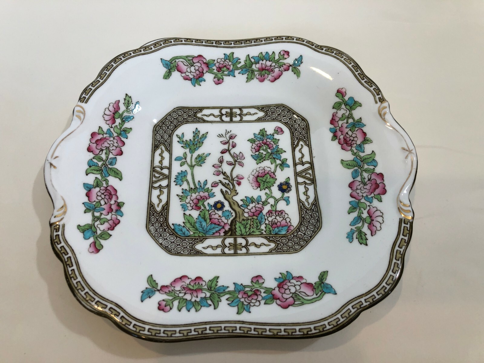 Vintage Sampson Bridgwood & Son Anchor China England Indian Tree Cake Plate
