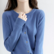 Woman Knitted Cardigan Faux Cashmere Sweater Jumper Crochet Tops Coat Slim Fit