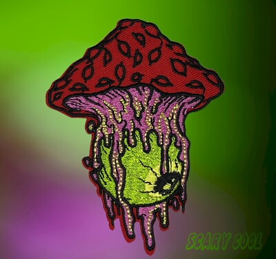 New Mushroom Eye Ball Horror Biker Motorcycle Embroidered Iron On Patch