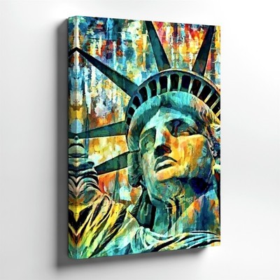 Wall Art Statue of Liberty Abstract Canvas Print Colorful City Landmark Decor
