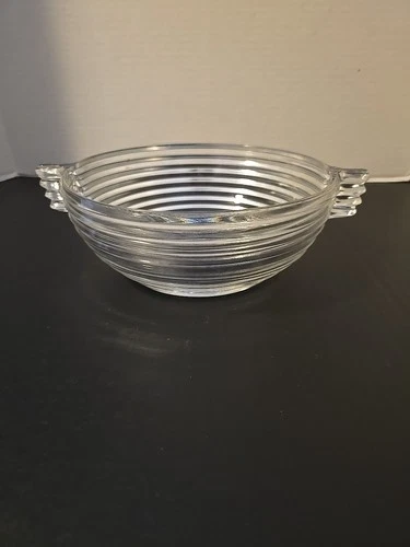 Vintage Anchor Hocking Manhattan 7.25" Bowl Art Deco Ribbed Clear Glass