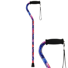 Designer Walking Cane Foldable Stick Adjustable Lightweight Grip Floral Pattern