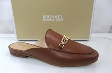 Michael Kors Tiffanie Flat Mule Slip On Empire Signature Logo Luggage Size 7