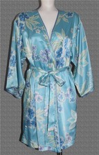 Oscar de la Renta Floral Belted Wide Kimono Sleeves Short Robe Pockets Wm's M