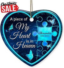 Personalized Memorial Ornaments A Piece of My Heart is in Heaven Ceramic Chri...