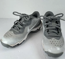 Nike Kids Alpha Huarache Turf Cleats Gray White Size 12C Youth Baseball T-Ball