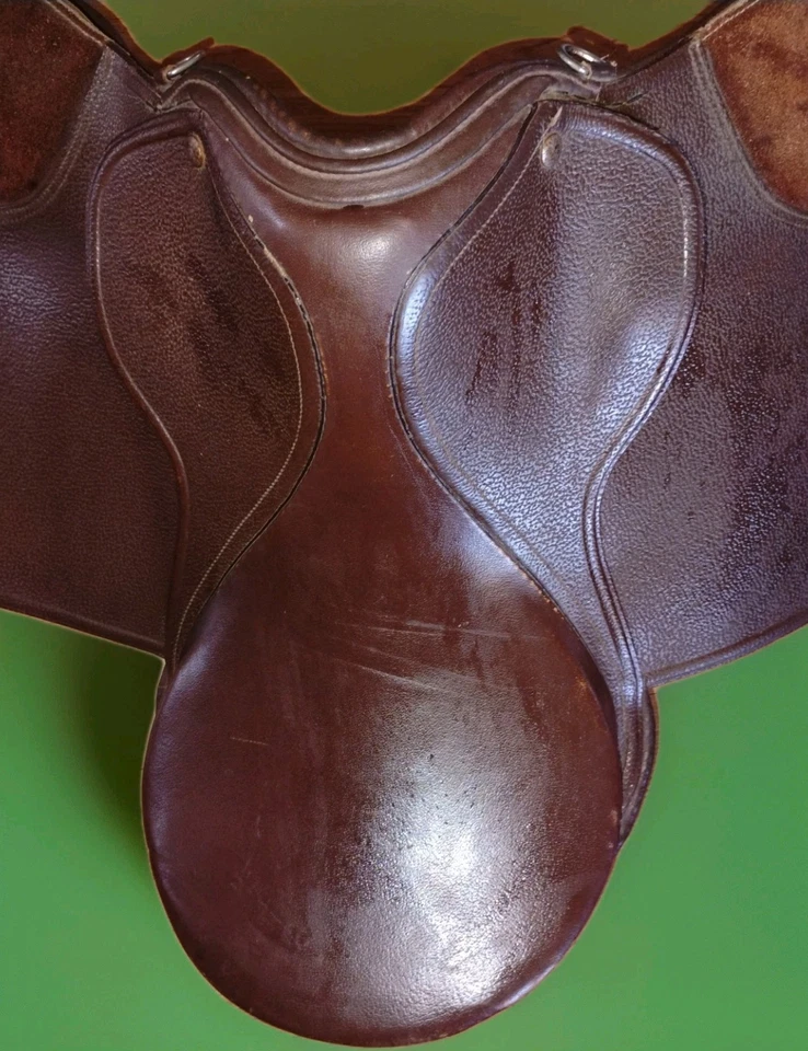 Sillín de cuero marrón de 16" para montar a caballo polo de caza Foto 2 de 4