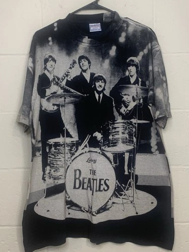 90s The Beatles All Over Print Band T Shirt XL Singl 1990s vintage concert t-shirt, vintage, size XL, single stitch, B+ condition