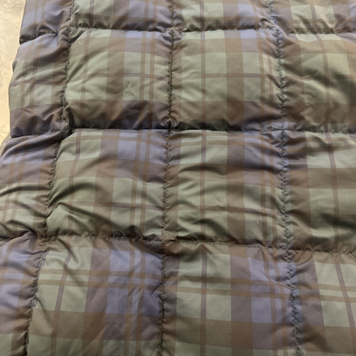 希少 60s Eddie Bauer Vintage Down Blanket Eddie Bauer Premium Goose Down Fleece Throw Blanket Green Blue