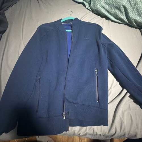 Lacoste Full Zip Knit Bomber Jacket Navy Blue Men's Size L (FR 5)
