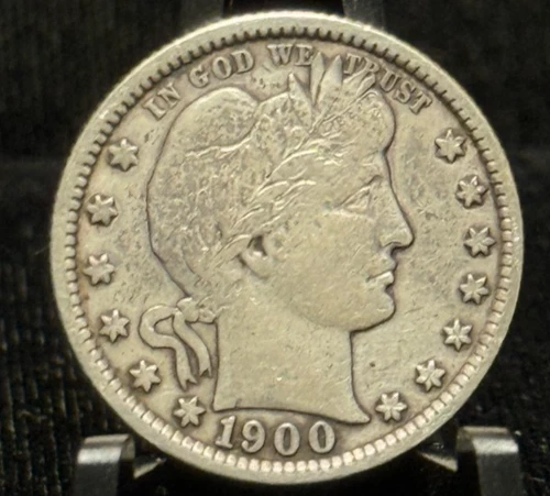 1900 Barber Quarter 25C Silver Coin