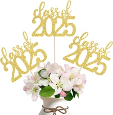 12 Pack Pre-Assembled Double Sided Class of 2025 Graduation Party Centerpiece St