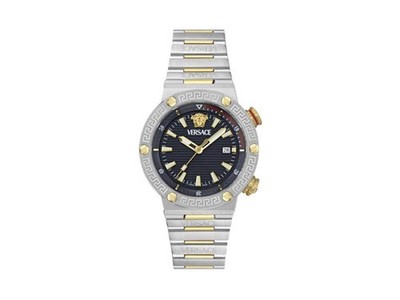 Versace Greca Logo Diver Quartz Uhr, Blau, 43 mm, Shapir-Glas, VE8G00424
