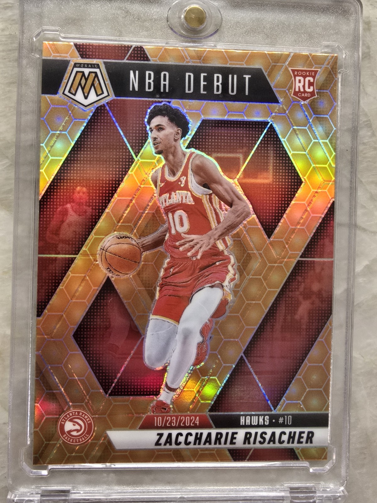 Zaccharie Risacher 2024-25 Panini Mosaic SSP Honeycomb NBA Debut RC #269