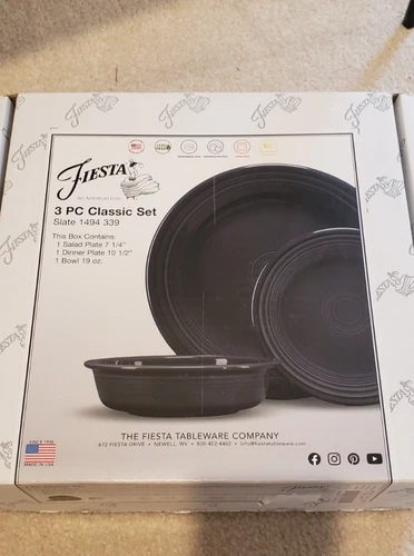 Fiesta Classic Set 3 Pc Place Setting New in Open Box Slate 1494 339