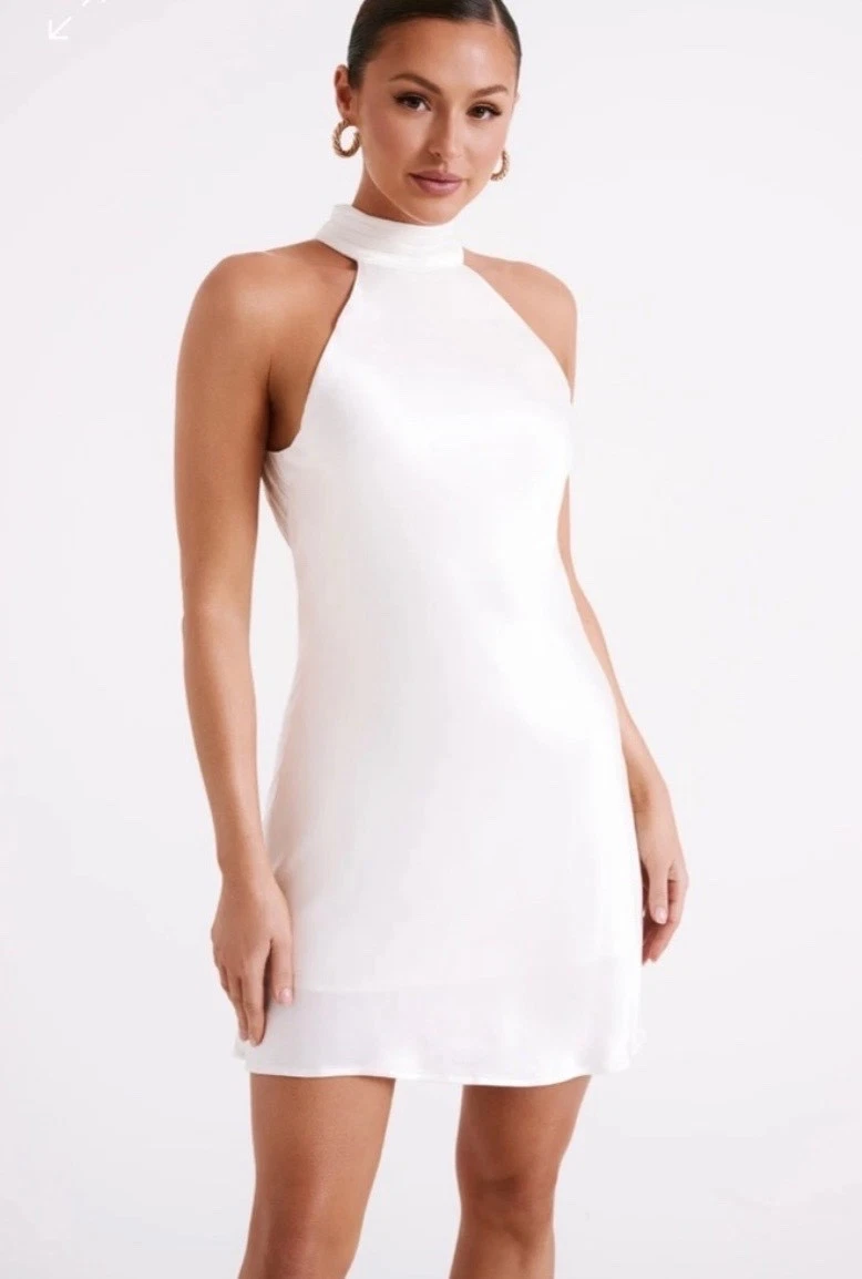 white fitted turtleneck dress Aria Turtle Neck Knit Dress main image 0