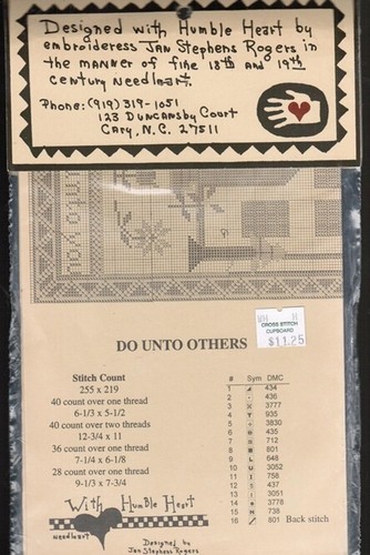 With Humble Heart Jan Stephens Rogers Do Unto Others Cross Stitch Pattern New - Picture 2 of 3