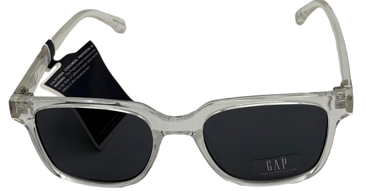 NWT GAP SUNGLASSES These are awesome and so cool CLEAR FRAMES Gap Mens Rectangle Clear Crystal Plastic Sunglass Smoke Lens  main image 2