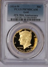 2014-W Gold Kennedy 3/4 oz. 50 Cents JFK 50th Anniv. PCGS PR70 Deep Cameo 3043.97 per troy oz