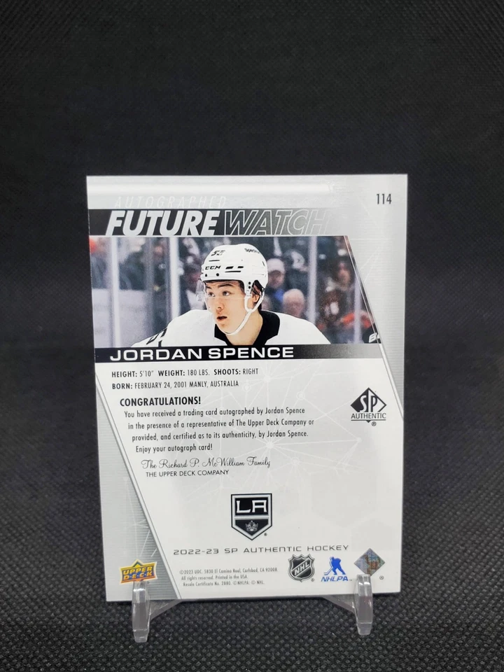 2022-23 SP Authentic Jordan Spence #114 Future Watch /999 Autograph - Image 2 of 2