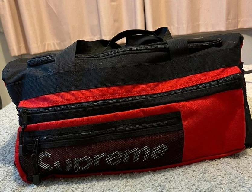 SS14 Supreme red duffle bag Cordura fabric duffel red black