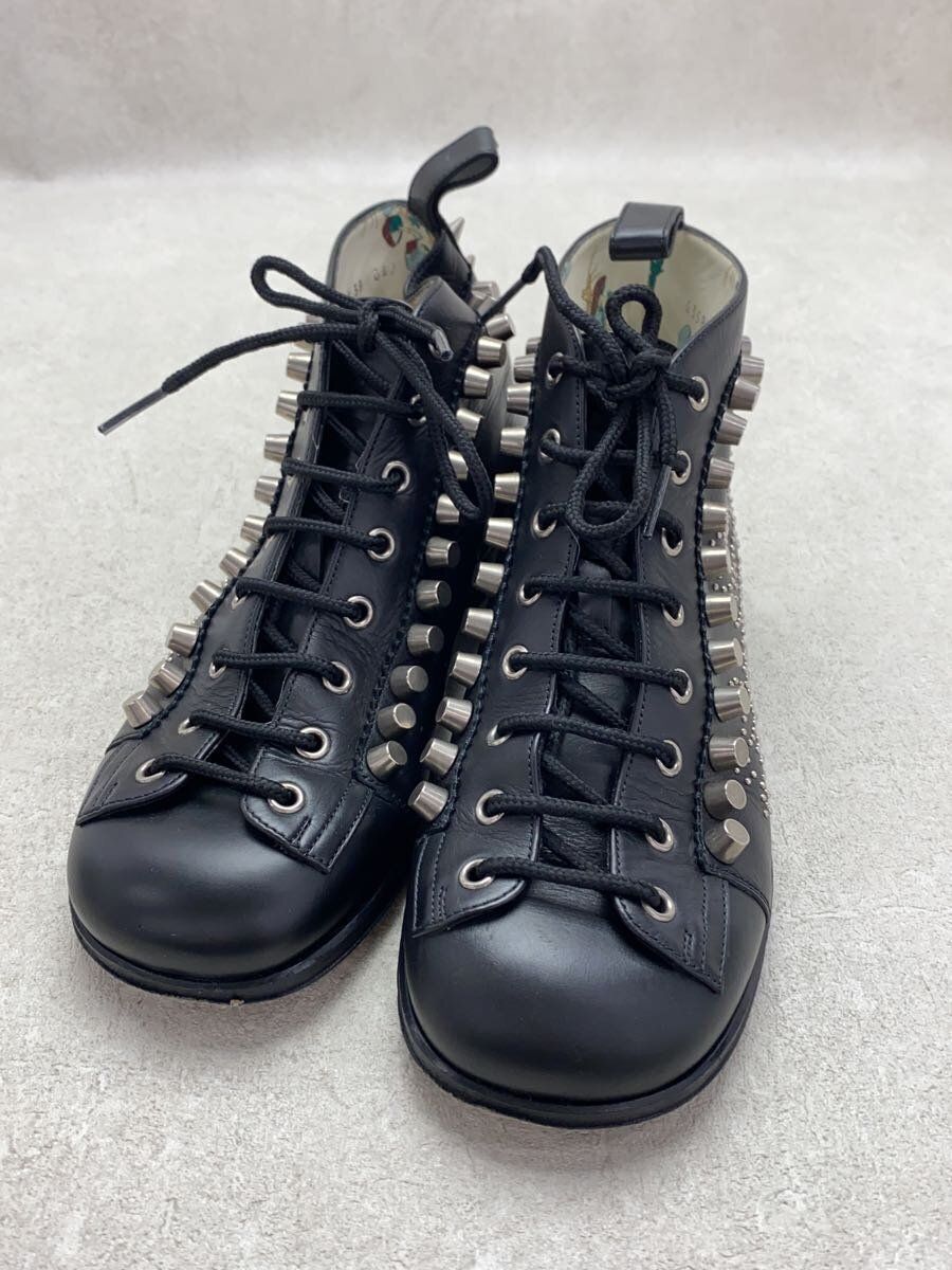 GUCCI lace up boots 38 Black leather 635878 studs Used | eBay GUCCI lace up boots 38 Black leather 635878 studs Used | eBay