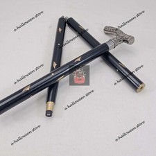 Antique Silver Brass Derby Handle Designer Black Wooden Walking Stick Cane New