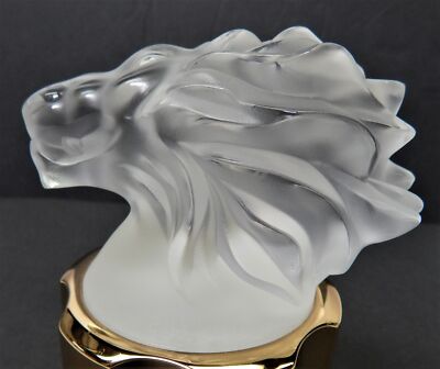 LALIQUE フロストガラス ライオン Lalique Frosted Tete de Lion Head, Bud Vase , Signed | eBay