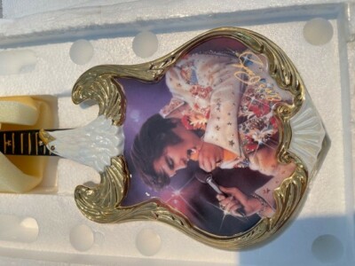Elvis Presley 1973 ALOHA FROM HAWAII Guitar Shaped Plate Bradford, Certifcate
