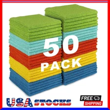 Microfiber Cleaning Cloth Set of 50 Towel Rag Car Polishing Detailing No-Scratch