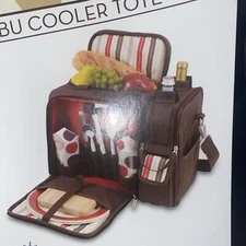 Picnic Time Malibu Insulated Picnic Cooler Complete Service For Two Burgundy New