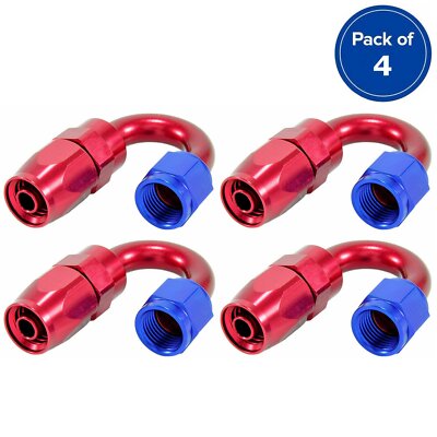 4Pcs 180° Swivel Hose End Fitting 8AN CPE Fuel Line Adaptor Universal Red&Blue
