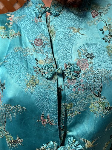 Fabulous VINTAGE Chinoiserie Satin DUSTER Jacket Size Small - Picture 22 of 24