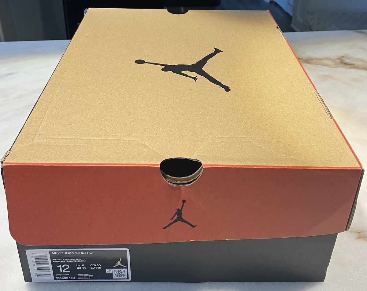 Air Jordan 12 ホワイト/グレー/レッド Air Jordan 12 Retro White/Gym Red-Dark Grey Sneakers Size