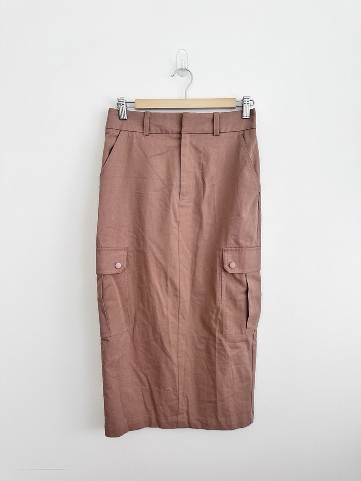 Seed Heritage Tan Woodland Midi Cargo Utility Skirt Size 8