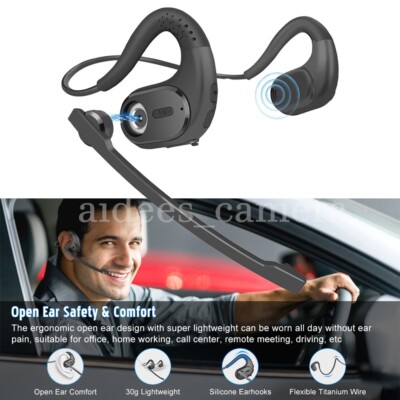 AIR Conduction Headphones with Detachable Mic Mute Button Bluetooth Headset NEW