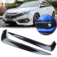 Carbon Fiber Style Front Fog Lights Eyelid Cover Trims For Honda Civic 2016-2018