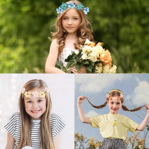 6Pcs Blumenkranz Haare, Mehrfarbig Blumen Haarreif, Haarreif Blumen für Kinde... - Bild 5 von 9