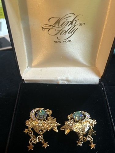 Kirk’s Folly Blue Ice Moon & Stars Clip On Ohrringe