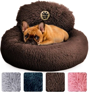 Calming Dog Bed for Small Dogs – 23" Donut Dog Beds, Anti-Slip & Washable Fluffy