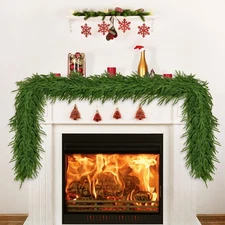 9FT Norfolk Pine Garland, Real Touch Artificial Greenery Garland, Flexible an...