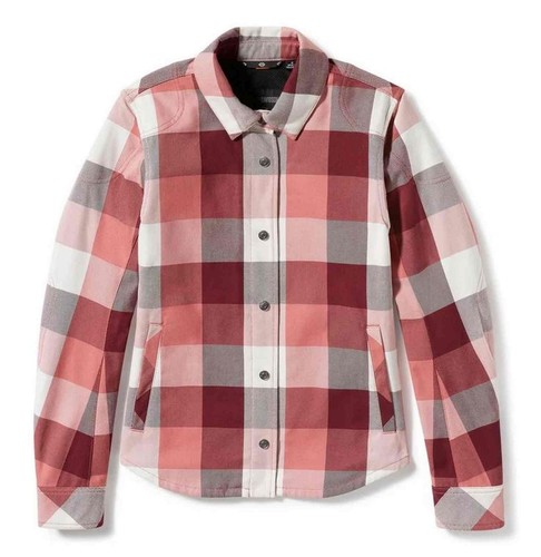 New Harley-Davidson Women’s Operative Riding Shirt Jacket Maroon & Rose Plaid-L
