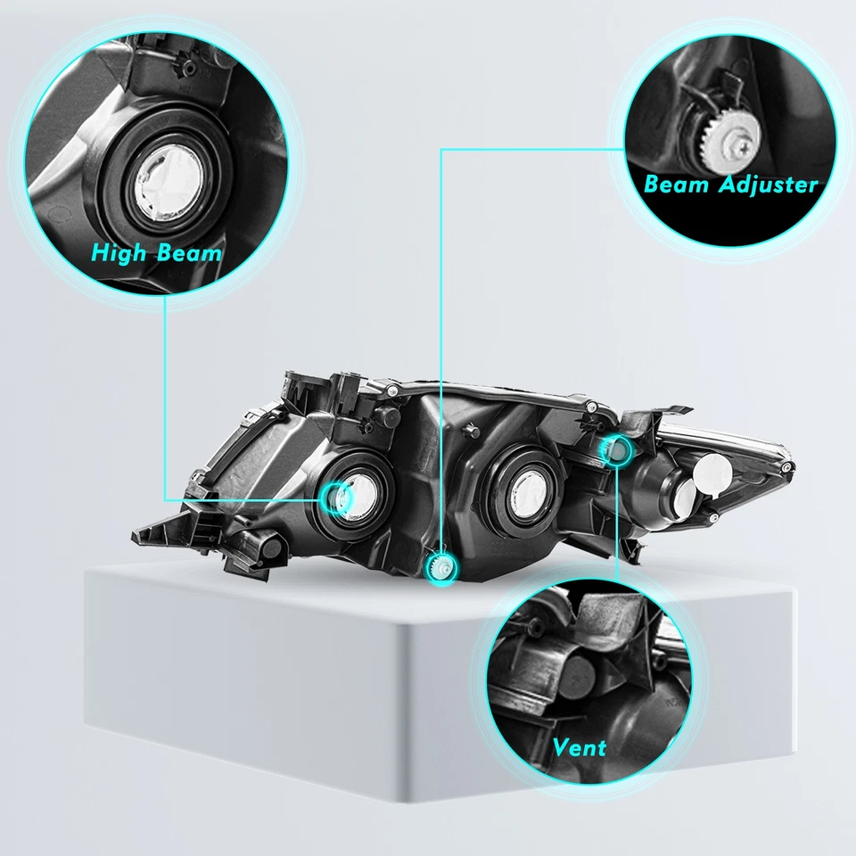 Par de faros de repuesto negros para Toyota Corolla 2009 2010 09-10 Foto 4 de 4