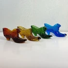 VTG FENTON Glass Slippers Set-4-RAINBOW! Shoes Cat Panther Daisy+Button Hobnail