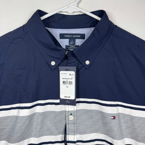 Tommy Hilfiger Mens Slim Fit Button Down Long Sleeve Shirt Sz Large NWT - Picture 2 of 9